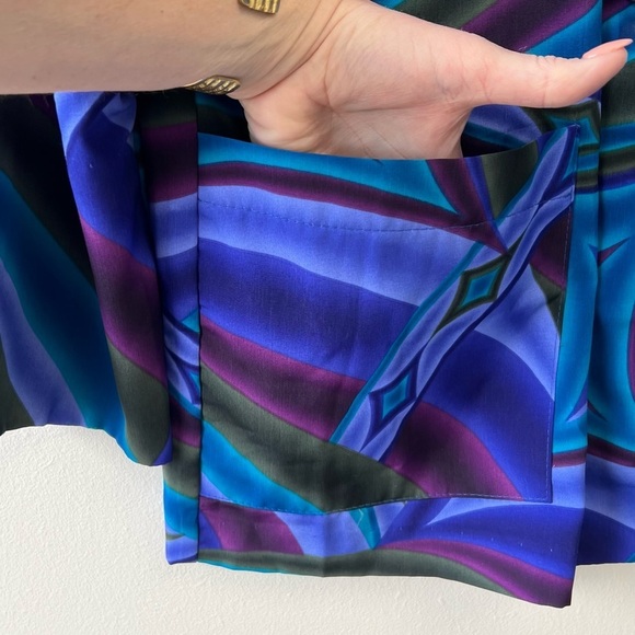 Vintage 80s 90s Polyester Boxy Dressy Festival Abstract Disco Blazer Jacket - Picture 11 of 15